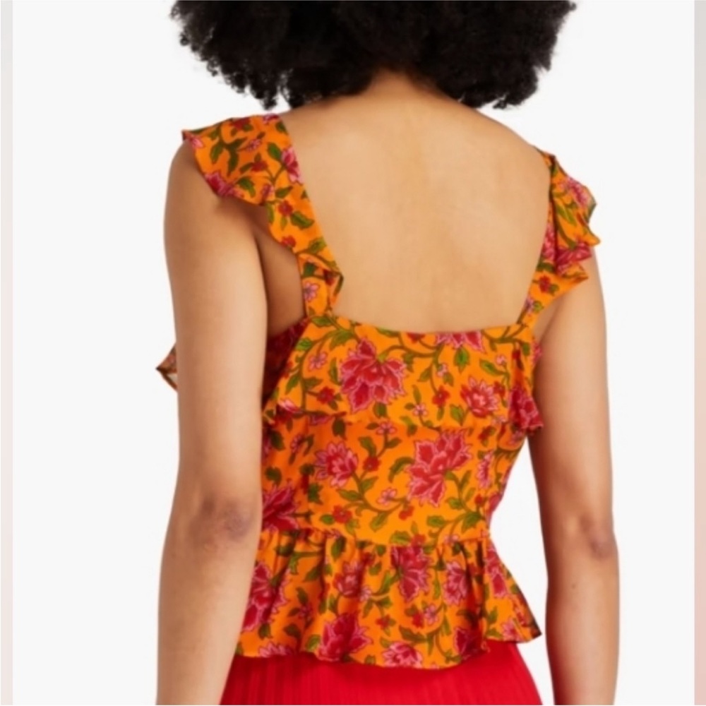 VERONICA BEARD Randa Top Orange Multi Floral Sz 12 NEW $378 - Picture 5 of 14